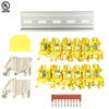 ICI Dinkle Power Distribution DK2.5N-YW 10 Gang Box Connector DIN Rail Terminal Blocks, 12-22 AWG, 20 Amp, 600 Volt Solar Combiner Yellow