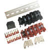Dinkle Assembly Kit DK10N Red/Black 10 Gang with Jumpers DIN Rail Terminal Blocks, 6-20 AWG, 60 Amp, 600 Volt