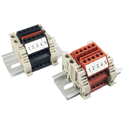 ICI Dinkle Bus Bar Power Distribution Quick Connections Red Black Labeled Finger Safe 600V 20A 12-22AWG Marine Busbar Bussbar Buss 20 Positions