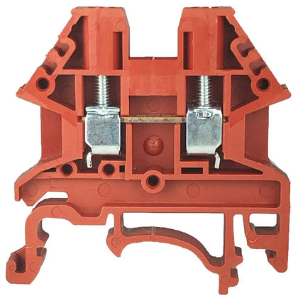 ICI Dinkle DK2.5N-RD 3 Pieces DIN Rail Terminal Block with End Cover DK4NC-RD Screw Type Red UL 12-22AWG, 20A, 600V