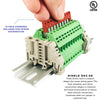 ICI Dinkle Power Distribution DK2.5N-GN 10 Gang Box Connector DIN Rail Terminal Blocks, 12-22 AWG, 20 Amp, 600 Volt Solar Combiner Green