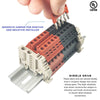 Dinkle Combiner DK4N Red/Black Positive 5 Gang Negative 5 Gang Box Connector DIN Rail Terminal Blocks, 10-22 AWG, 30 Amp, 600 Volt, Common Positive Circuits, Common Negative Circuits
